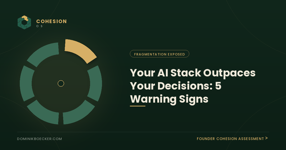 python3 ~/wp-post.py --title "Your AI Stack Outpaces Your Decisions: 5 Warning Signs" --content /tmp/ai-stack-outpaces-your-decisions.html --category "Fragmentation Exposed" --tags "operational fragmentation,founder overload,Fractured" --seo-title "Your AI Stack Outpaces Your Decisions: 5 Warning Signs" --seo-description "AI stack outpaces your decisions when execution speed grows faster than judgment does. That gap is the real bottleneck. Here are 5 warning signs." --focus-keyword "ai stack outpaces your decisions"